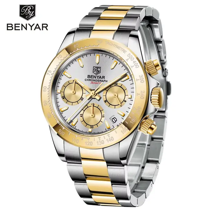 BENYAR-Montre-bracelet de sport à quartz pour homme, étanche, acier inoxydable, luxe, mode, chronogr