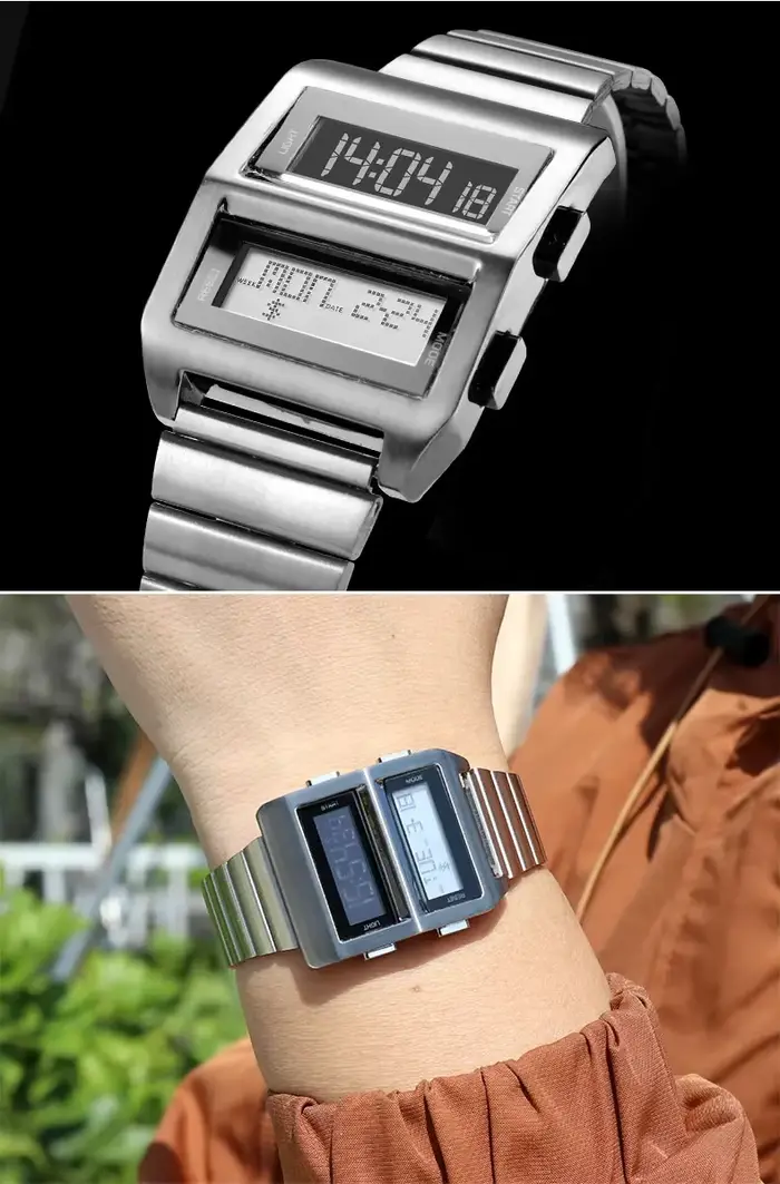 Boyfriend Saint Valentin Montre-bracelet électronique rétro Cyberpunk pour pilote avec bracelet en alliage Édition limitée pour petite amie