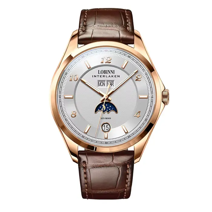 LOBINNI 40mm montres pour hommes mécanique haut de gamme calendrier Date luxe saphir cristal verre montre automatique
