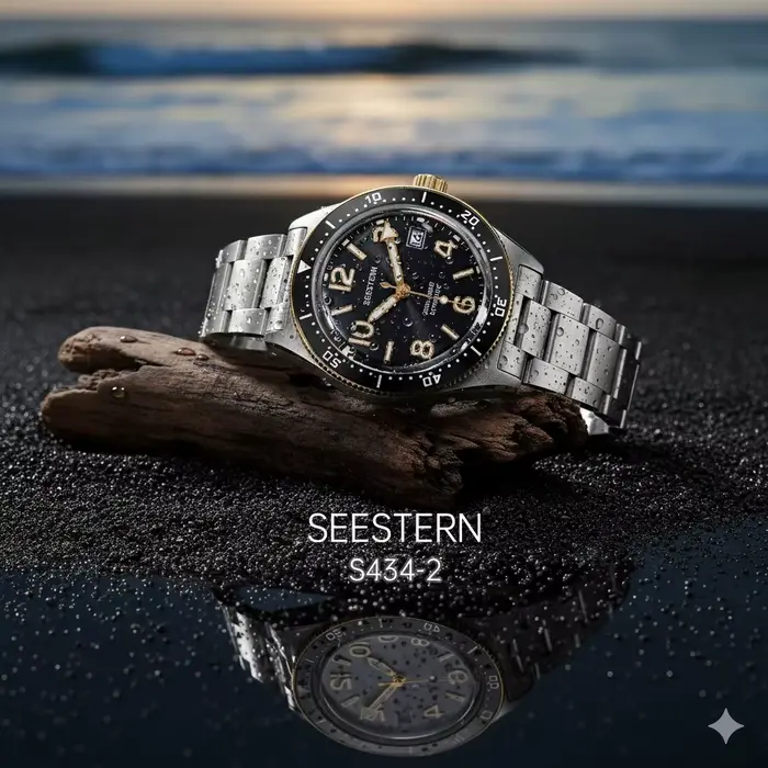 SEESTERN Diver hommes montre automatique mécanique montres NH35 mouvement lunette en céramique 20Bar étanche saphir Luminou S434-2