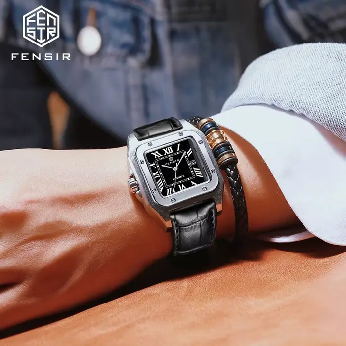 Montre carrée FENSIR à quartz pour hommes daffaires style européen américain japonais et coréen cadeau occasions spéciales quartz polyvalente élégante décontractée jeunes hommes étudiants hommes sociaux