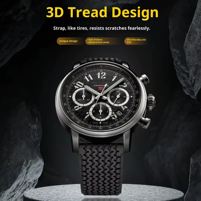 Bracelet de montre en caoutchouc pour hommes résistant à l'eau confortable et élégant pour différentes occasions
