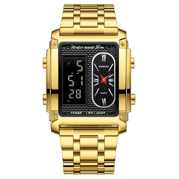 UTHAI H37 mode carré Double écran montre numérique pour hommes léger luxe loisirs sport étanche
