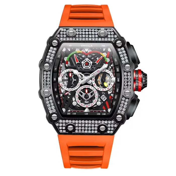 ONOLA 6827Q nouveau plein diamant multi fonctionnel à la mode étanche lumineux bande de silicone mon