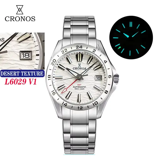 Cronos GS 39mm Texture cadran mécanique hommes montre NH34 automatique