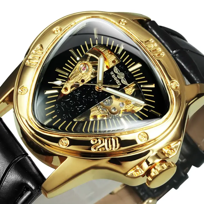 WINNER sport hommes montres haut de gamme de luxe or Triangle squelette automatique montre mécanique