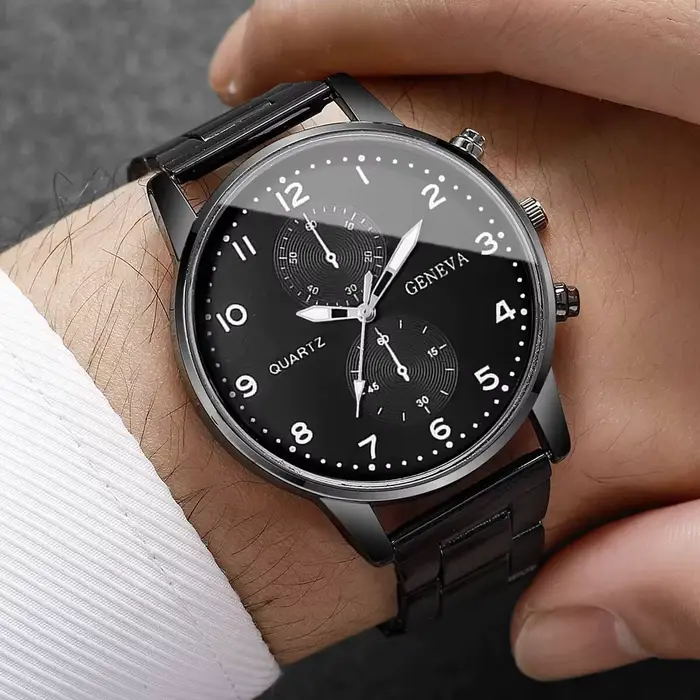 Montres d'affaires pour hommes de mode montre-bracelet à Quartz de luxe pour homme horloge noire Relogio Masculino Reloj Hombre (sans boîte)