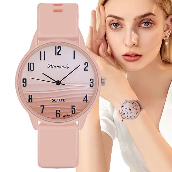 Montre à quartz de conception numérique de couleur de vague pour femmes sportives 2024