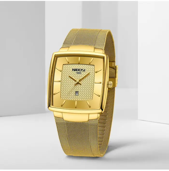 Montre-bracelet à quartz carrée étanche pour homme