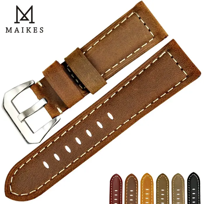 Bracelet de montre vintage MAIKES en cuir véritable pour montres traditionnelles styles classiques occasions spéciales