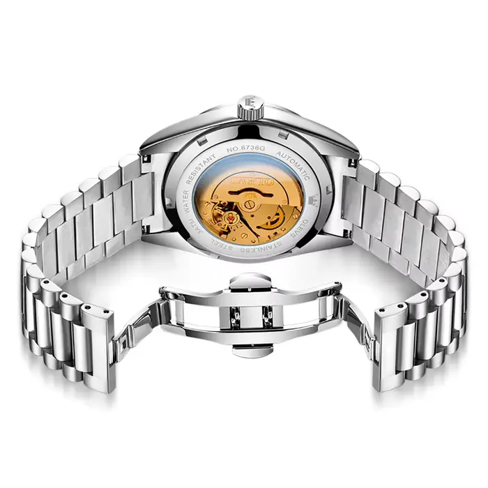 OLEVS bleu ciel hommes horloge automatique mécanique Date semaine luxe homme montre-bracelet étanche lumineux en acier