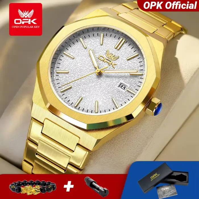 OPK 6046 montre pour hommes solide en acier inoxydable calendrier
