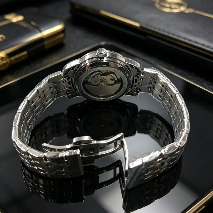 Nouvelle montre mécanique automatique homme design squelette affichage phases lunaires bracelet acier diamants étanche pour homme occasions professionnelles