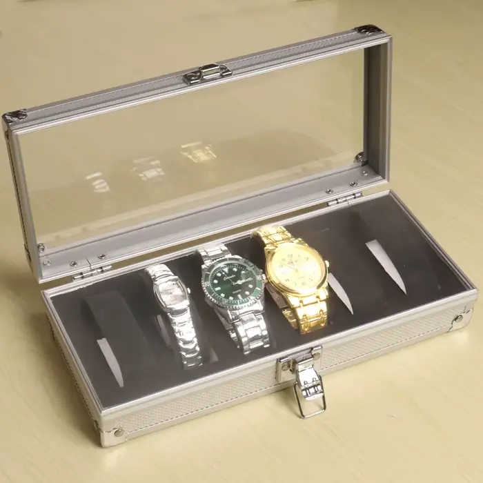 Boîte de rangement pour montres en aluminium