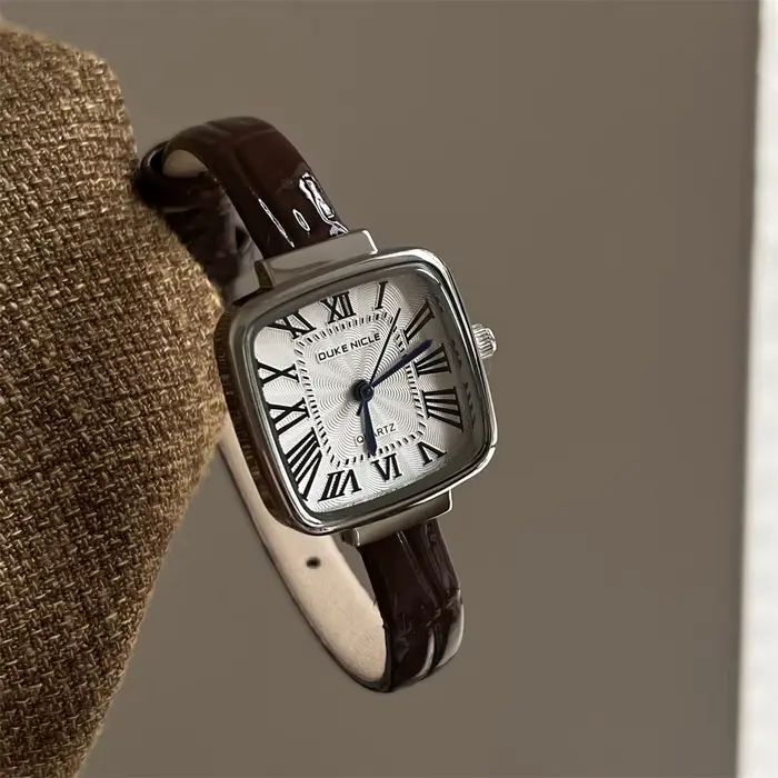 Montre à Quartz carrée Vintage pour femmes, bracelet en cuir, chiffres romains, Design Unique, décon