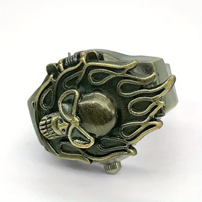 Montre à anneau de la série Anime Skeleton Ghost Head, tête de feu d'étudiant même Style rétro, peti