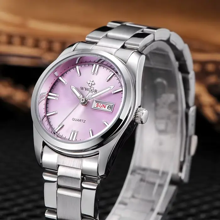 WWOOR nouvelle mode cadran rose dames montres à Quartz Montre de luxe pour les femmes étanche tenue décontractée Femme