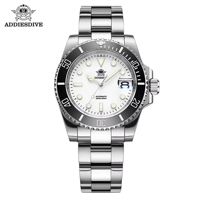 ADDIESDIVE montre pour hommes montre-bracelet à Quartz 200m étanche plongée lunette en céramique lumineux 316L acier