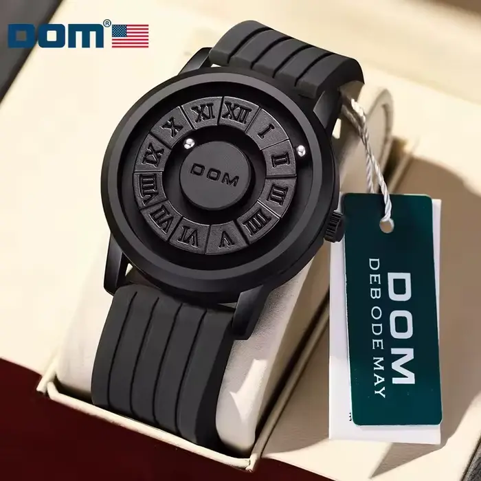 DOM 1345 montre à Quartz pour hommes personnalité de la mode créative boule magnétique conception rotative