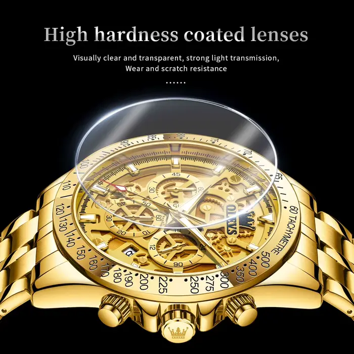 OLEVS 9913 tout or luxe hommes montre marque conception creuse