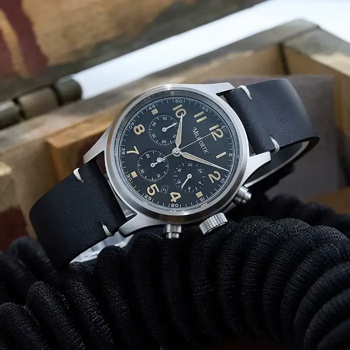 Milifortic 39mm homme chronographe montre VS75 mouvement à Quartz à énergie solaire rétro lumineux é