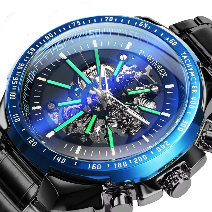WINNER montre mécanique automatique officielle pour hommes, grand boîtier de luxe mode squelette lum