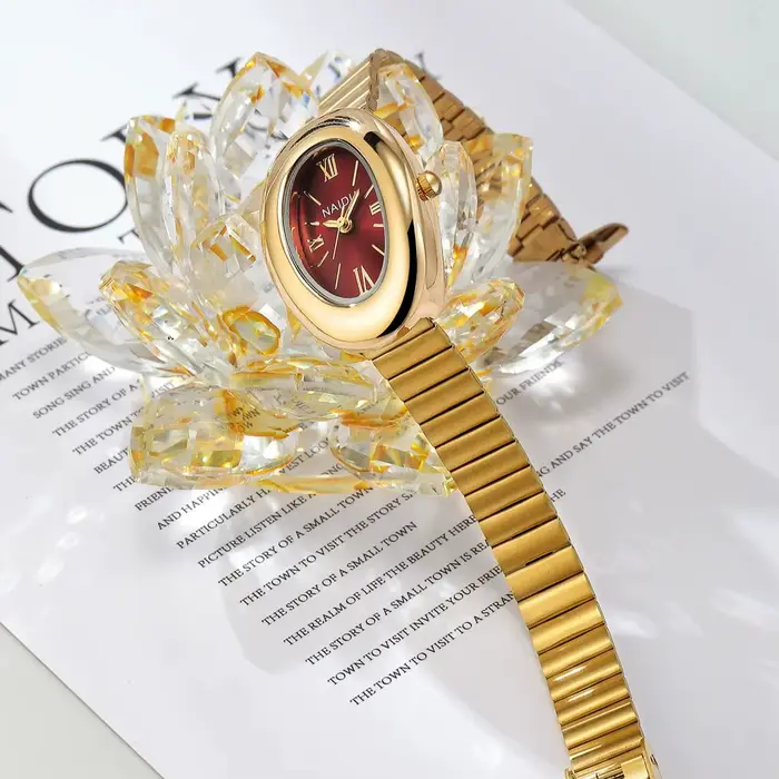 1 montre à quartz ovale élégante, décontractée et luxueuse, à la mode