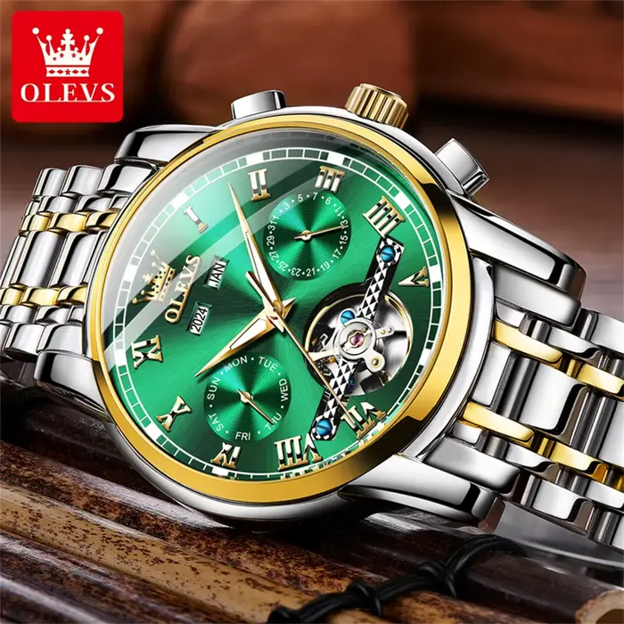 OLEVS 6607 montre automatique de luxe pour hommes évider squelette