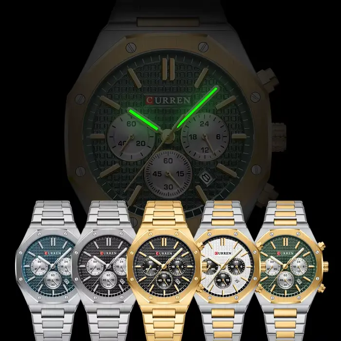 CURREN montres pour hommes mode sport étanche chronographe conception octogonale Quartz lumineux
