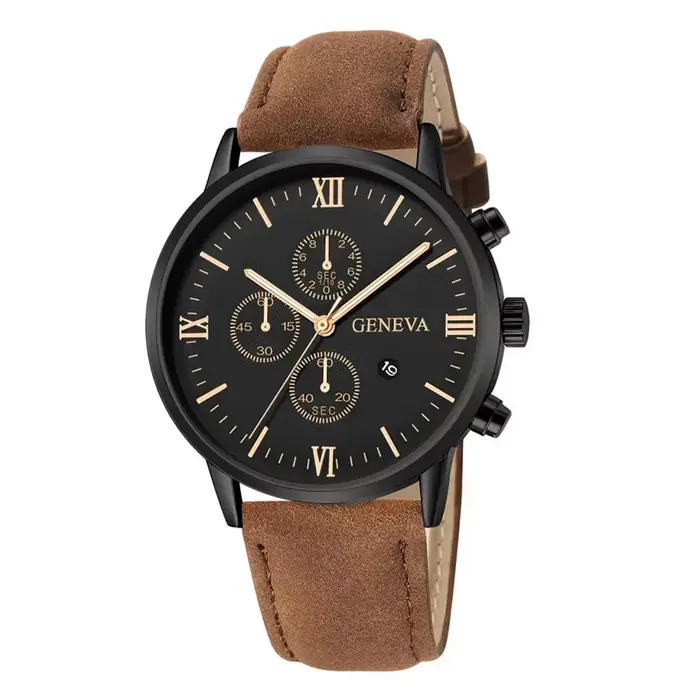 Hot 2025 décontracté hommes genève montres à Quartz calendrier bracelet en cuir Wirstwatch livraison directe horloge Relogio Masculino liquidation vente