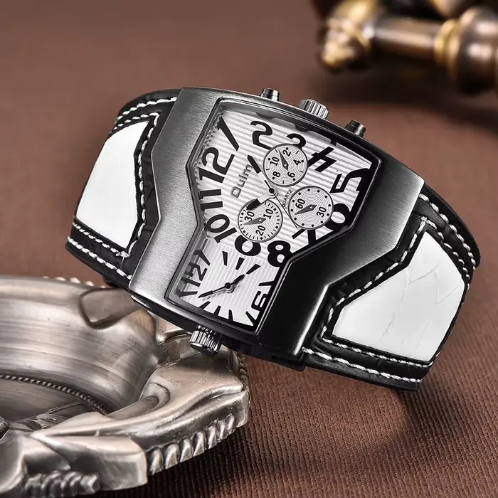 Oulm montres Top marque de luxe montre à Quartz militaire Unique plusieurs fuseaux horaires bracelet en cuir homme montre-bracelet Relogio Masculino