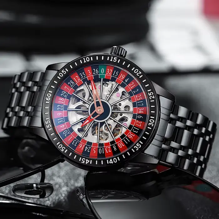 DULUNWE nouveau mouvement automatique montres mécaniques chiffres arabes cadran rotatif Roulette