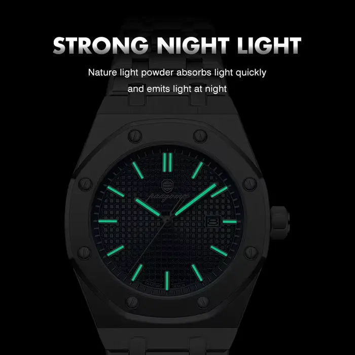 PAAZOMU luxe carré homme montre à Quartz étanche lumineux Date