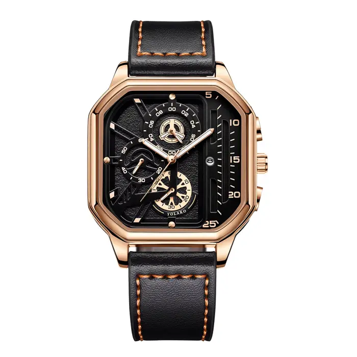 Montre carrée de luxe à grand cadran pour hommes