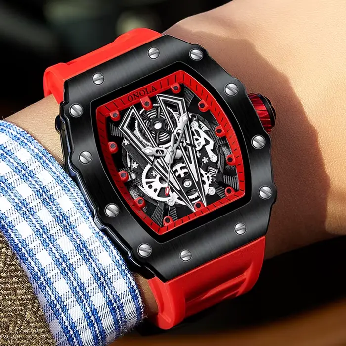 ONOLA 3826 marque sport luxe Tonneau montre hommes montres en plein air étanche lumineux horloge décontractée