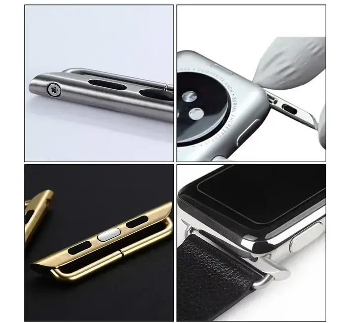 Connecteur de bracelet pour Apple Watch Series 10 9 8 7 6 métallique kaki foncé navajo blanc T18/22 T1B/350 jaune fluo tomate occasions spéciales montres élégantes