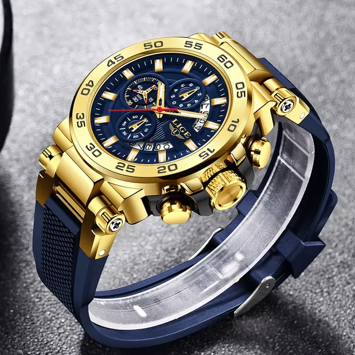 Montre-bracelet LIGE à quartz avec chronographe et résistance à l'eau pour hommes, occasionnels, sportifs, élégants et multifonctionnels