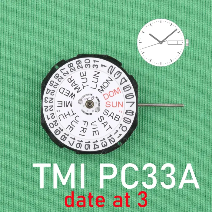 Mouvement de montre à quartz d'origine, SeATM, PC33A, SII, TMI PC33A, accessoires de montre, date, j