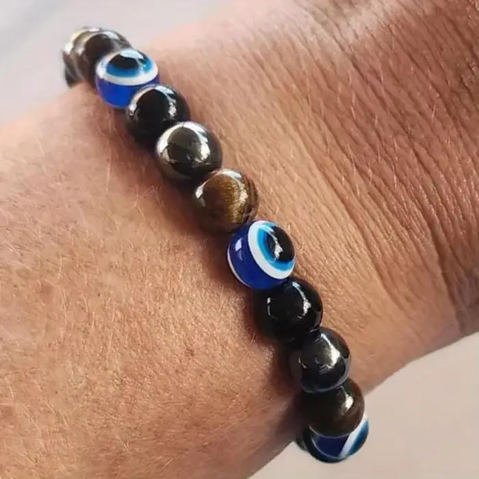 Bracelet symbolique en pierre de protection et de richesse pour femmes et hommes, cadeau d'anniversaire, bijou d'amitié, design ethnique, pierre principale oeil de tigre