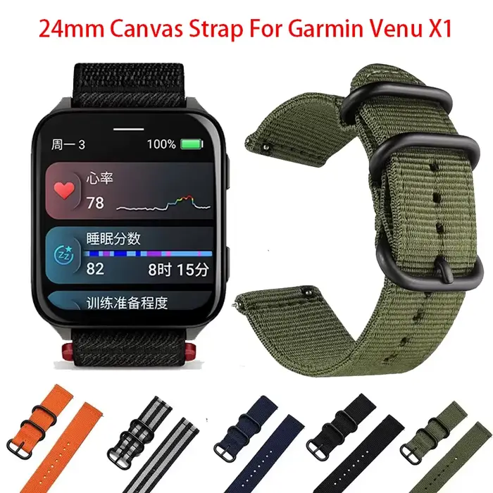 Bracelet en toile NATO pour Suunto 9 Baro 7 Spartan Garmin Venu X1 élégant pour femmes et hommes occasionnels sportifs quotidiens