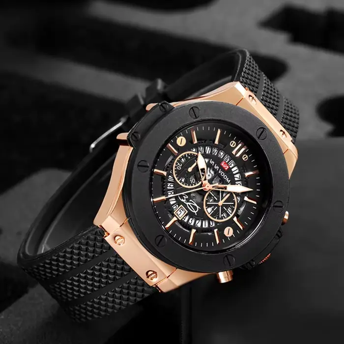 Nouvelle montre sport VA VA VOOM résistante à l'eau avec mouvement quartz et bracelet en silicone pour homme occassions spéciales