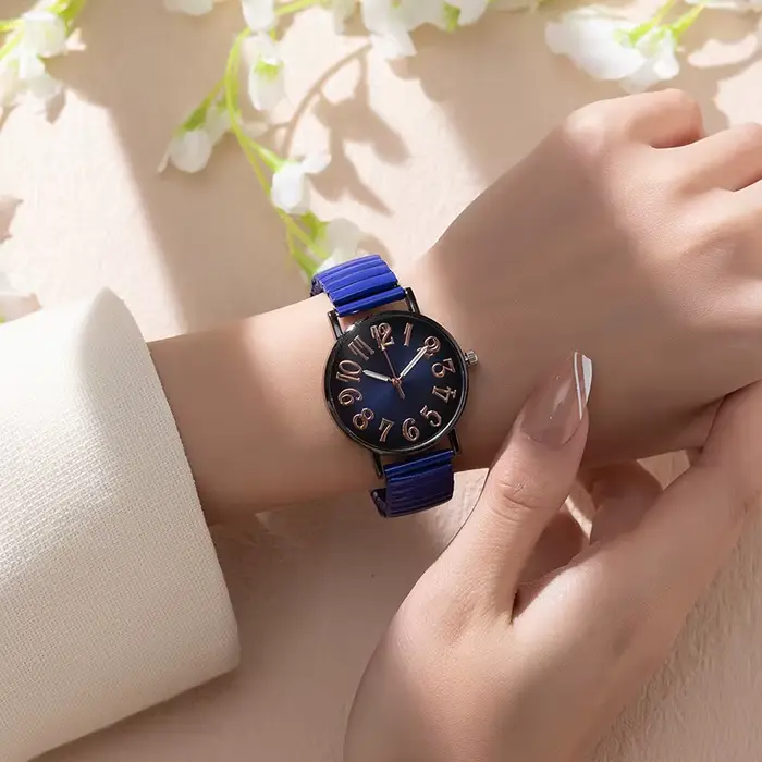 Montre à Quartz numérique bleue pour femmes
