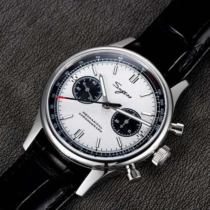 Sugess-Montre Pilote pour Homme, Chronographe Mécanique, Montre-Bracelet, Air Force, Saphir, Étanche