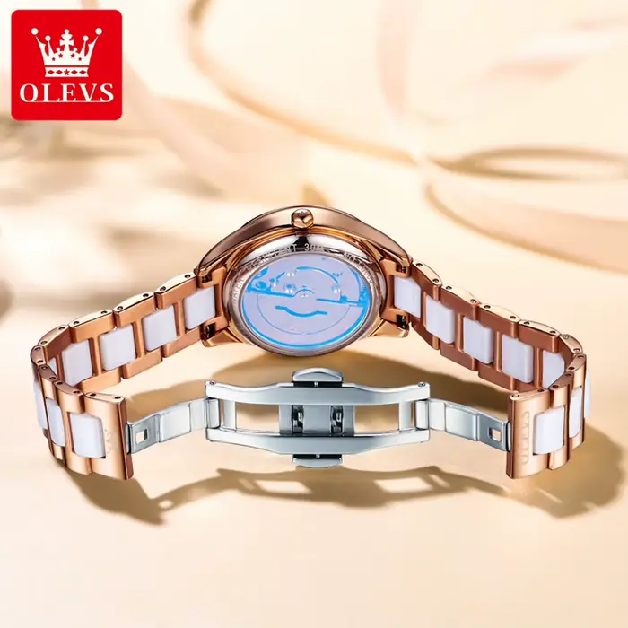 OLEVS 6686 montre mécanique automatique pour femme cadran coeur diamant date