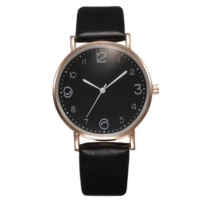 Femmes montres décontracté chiffres arabes en cuir analogique
