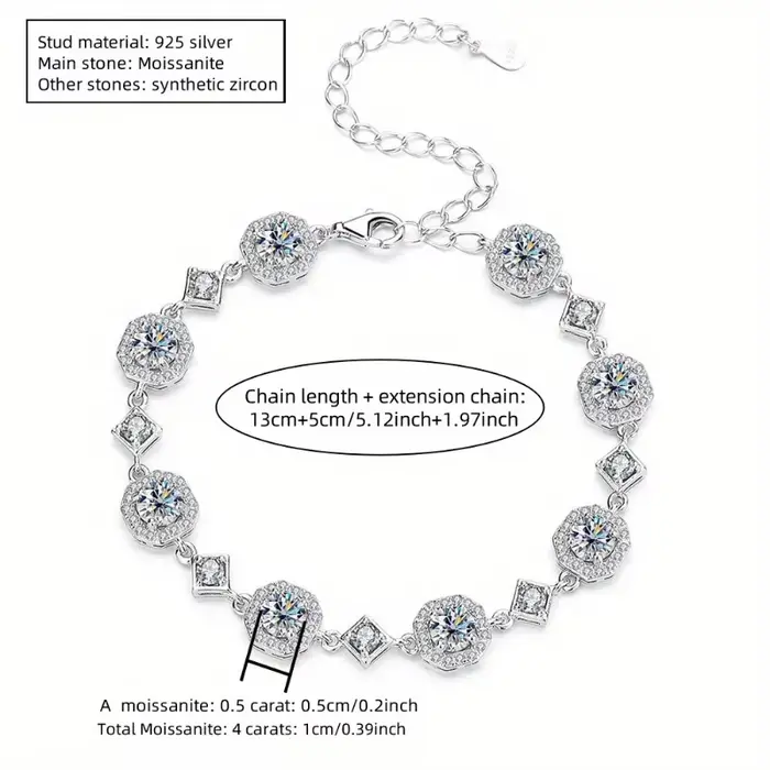 Un bracelet de bijoux de haute qualité au style classique et élégant, en argent sterling 925 et une 