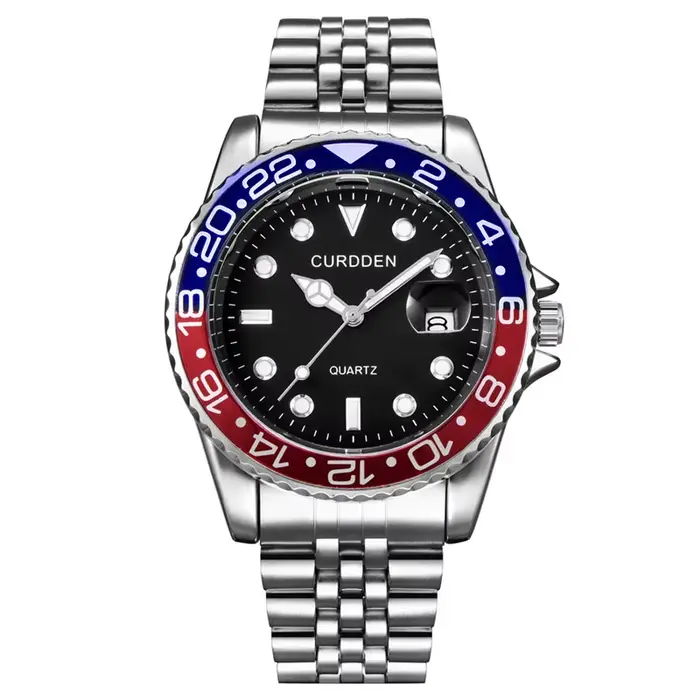 Hommes marque originale montres or mode bracelet en acier Simple Date Quartz Vintage Montre-bracelet
