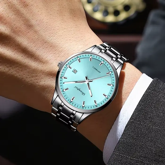 Dianpai nouvelle montre mécanique entièrement automatique pour hommes calendrier en acier inoxydable
