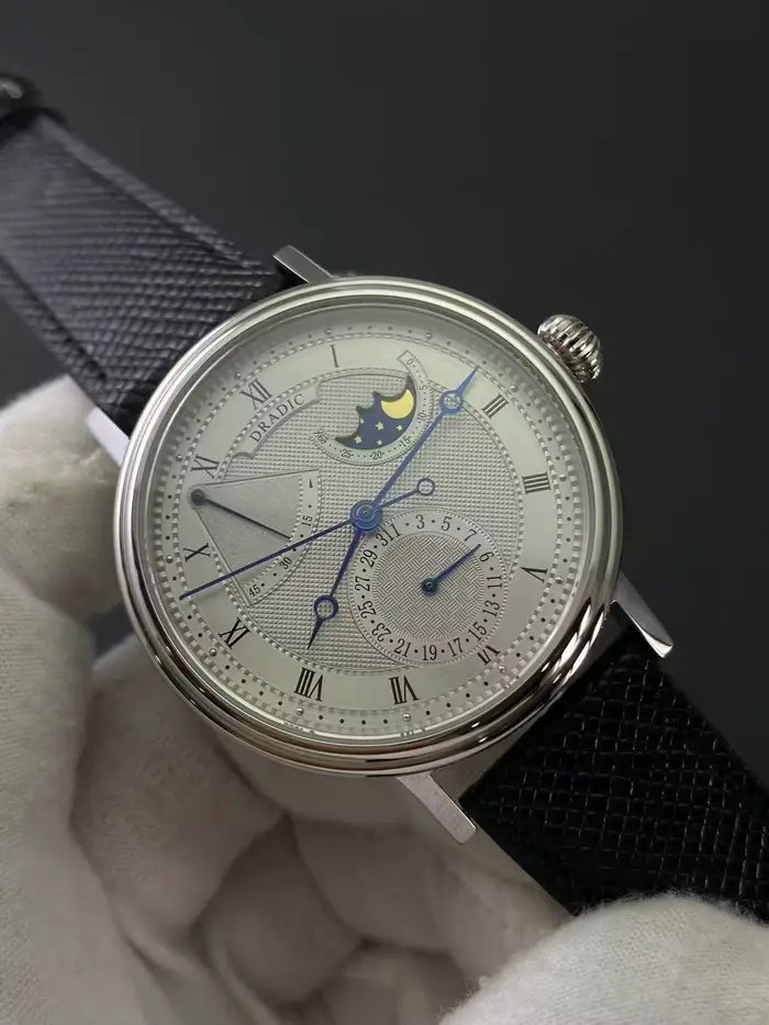Montre mécanique automatique de luxe à phases de lune avec réserve de marche, mouvement Seagull prof