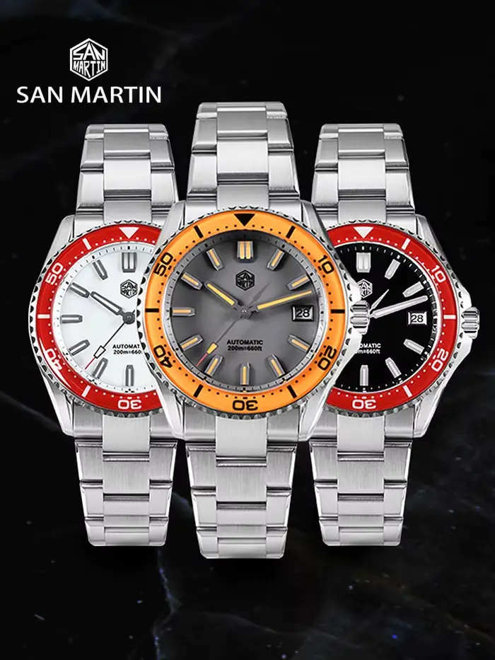 San Martin 2025 nouveau cadran en émail entièrement lumineux 39mm montre de plongée de luxe hommes